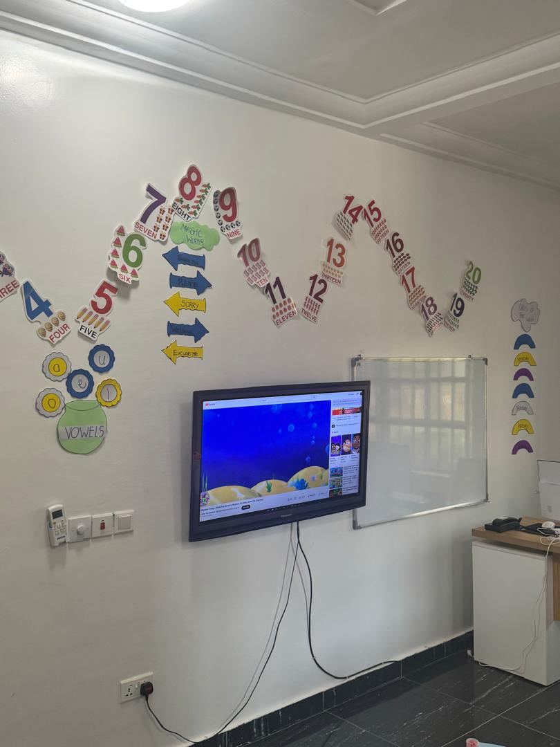 HoneyBerry classroom wall with number decorations